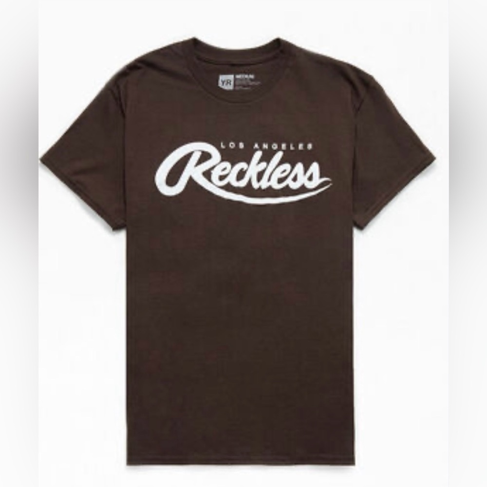 NWOT Brown and white Young & Reckless Big R Script T-Shirt men's sz XL